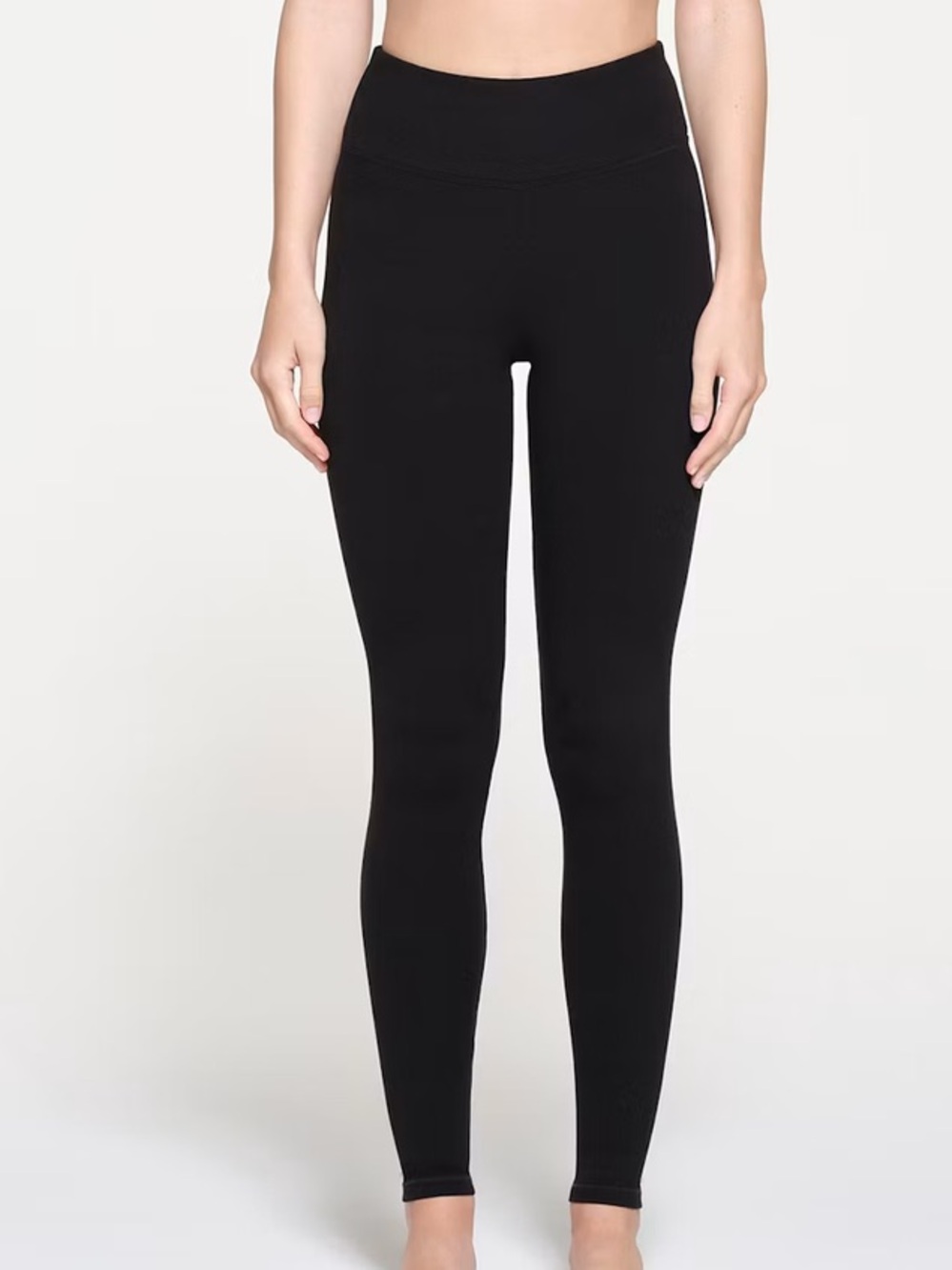 Skims Women's Black High-Waist banded stretch cotton Leggings size L NWT